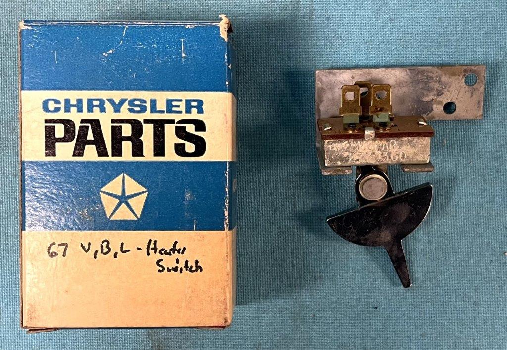 Heater Switch - Valiant / Dart / Barracuda - for 1967 year - but was also superseeded into 1968-71 A-body years as well.  Look to your switch - compare - see if this matches if outside of 1967.