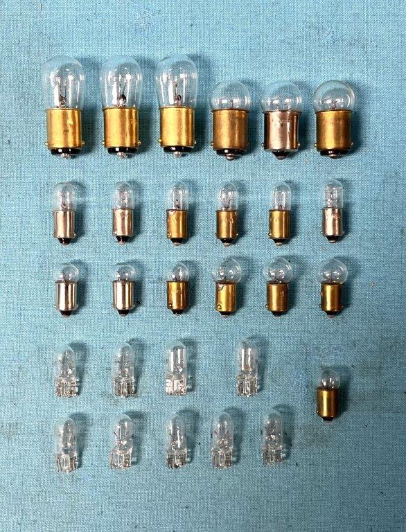 Interior Bulb Kit - All except Charger (27 pieces) - Dome light, trunk lamp, underhood lamp, courtesy lamp, glovebox, air cond. control, A/C indicator, indicator reverse, gear shift selector, ignition light, radio, ash tray, radio with tape player, tachometer, clock, gear selector, reading light, all inst cluster bulbs...