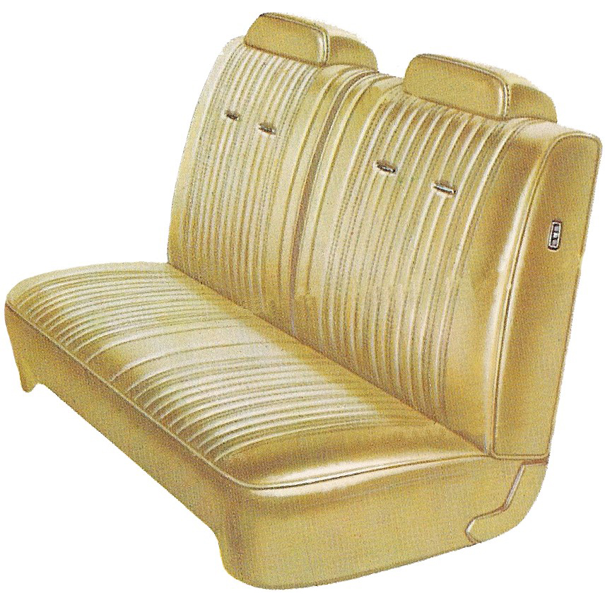 Front Split Bench Seat upholstery - Swinger / Dart Custom / Scamp.  Shallow Elk Grain inserts with Coachman grain skirts.