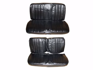 Front split bench & Rear bench upholstery - hardtop - upholstery set.  Laredo Grain inserts with 2" accent collar & Coachman grain skirts.  Decore Style.  Select color at time of order or place in notes for web type orders.