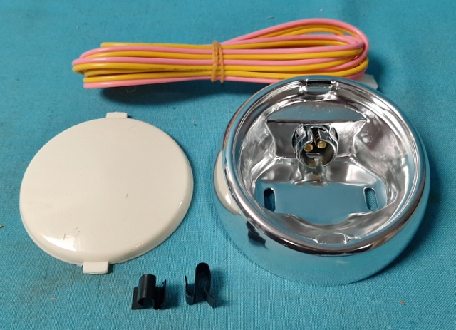 Dome Light Bezel (round) and lens - except 66-67 Chargers, 67-69 Barracuda Fastback, 1966 Barracuda Fastback.