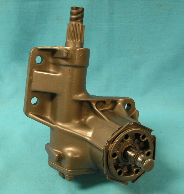 Manual Steering Box - New Rebuild unit - small sector shaft - 24:1 ratio with 6 turns. 1.11" diameter.  Diameter measure just above the splines where the shaft exits the housing.  1 year unlimited warranty. Refundable core deposit - $150