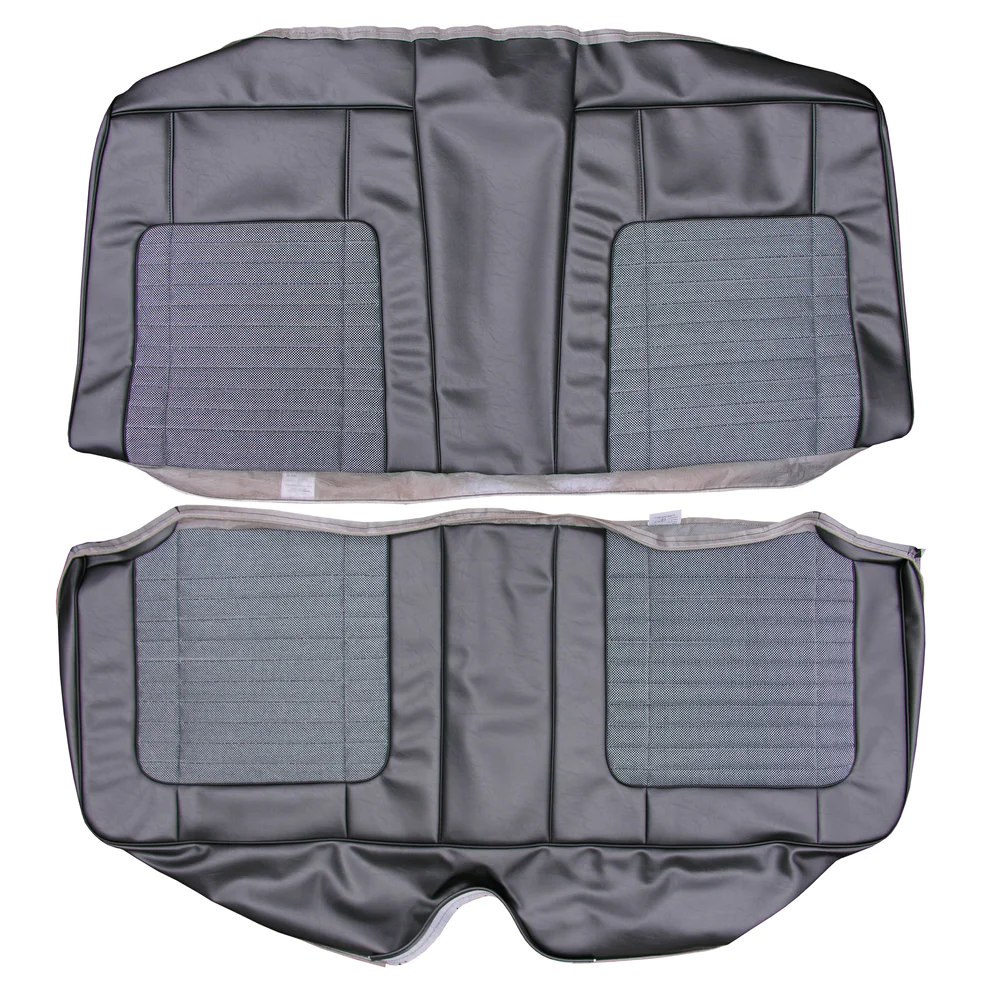 Rear Bench upholstery - Cloth Style – Salt & Pepper cloth inserts with Krinkle grain skirts.  R/T, & 500 as well.