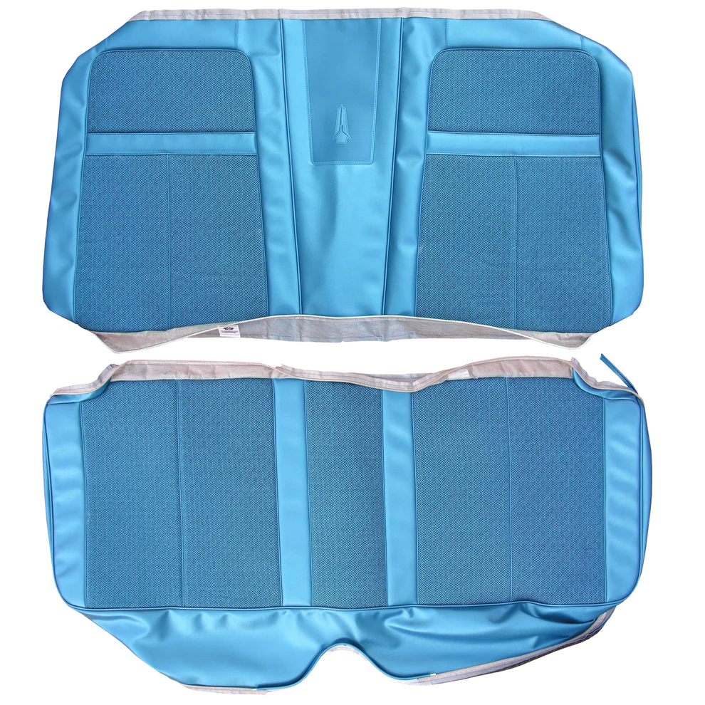 Rear Bench upholstery - Cloth Style.Geometric Inserts with Coachman grain skirts.  Sport Satellite / GTX