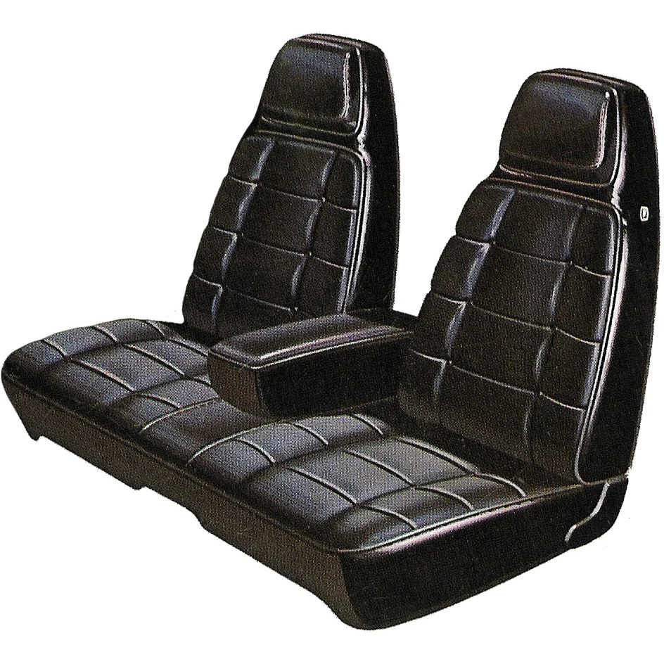Front Split Bench with Center armrest - upholstery - Cloth Style – Ribbed Cloth inserts with Belmont Grain skirts.  Charger SE model.