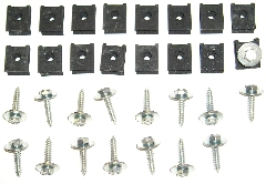 Air Grabber Seal & Air Box Mounting Kit - 70-72 Plymouths and 1971 Dodge.  16 sets of screws and u-nuts are provided.  Correct zinc plated #10 hex coni sems screws with "AF" head markings and zinc phosphate U-nuts for mounting the Air Grabber or Ramcharger hood seal to the fiberglass plenum.  Also used in varying quantities to mount the air box to the underside of the hood.