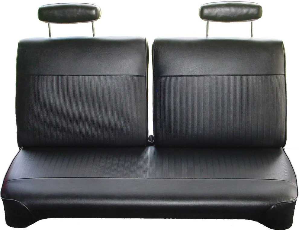 Front Split Bench upholstry.  3/5 Rib Grain inserts with Coachman grain skirts.