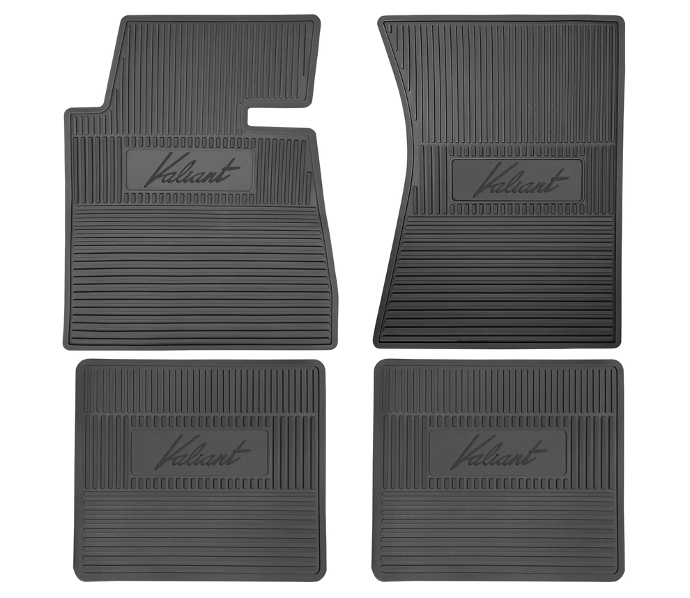 Original style floor mat (set) with "Valiant" script logo.  For Automatic floorboard.  Black only