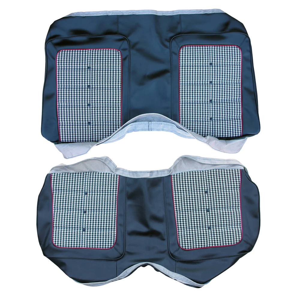 Rear Bench Upholstry - Hardtops - Cloth Style - Gran Coupe - Houndstooth Cloth inserts & Coachman grain vinyl skirts