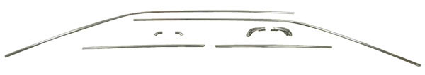Drip Rail Moldings - 8 piece set .  With lower corners.  (PLYMOUTHS) non vinyl top vehicles.  Can be used for vinyl top cars, but some hand work will be needed as the underside is not wide enough as is out of the box. (discount exempt)