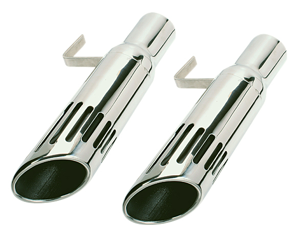 Slotted Exhaust tips - Long style with BLACK inserts at 3" i.d. (pair) - discount exempt