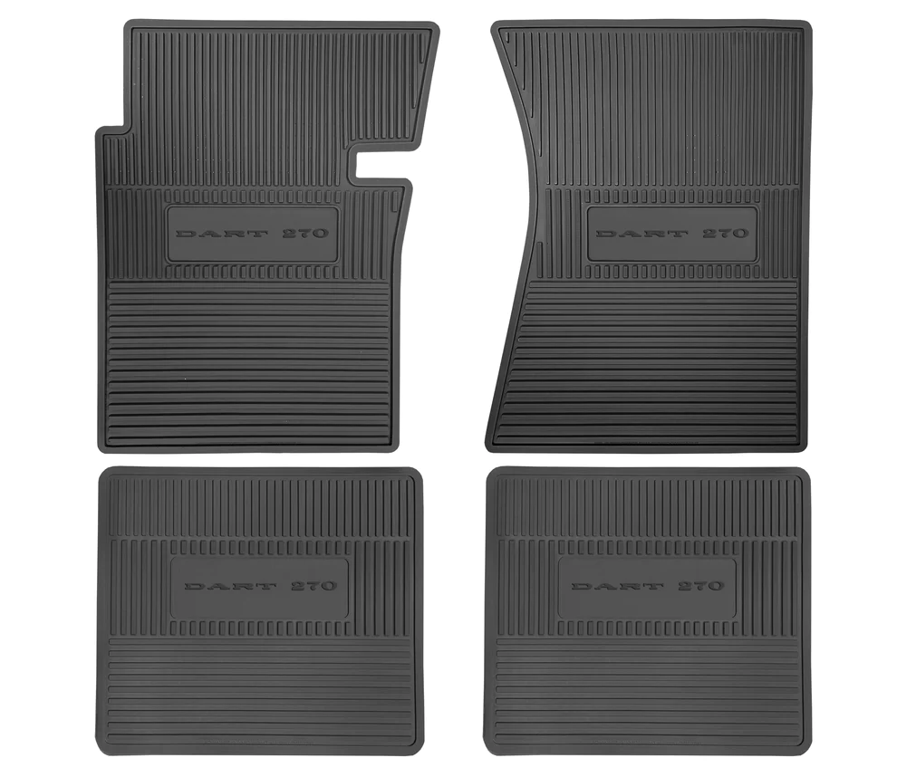 Original Style floor mat (set) with "Dart 270" logo.  For Manual style floorboards.  Black only.