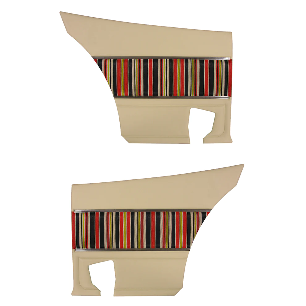 Rear Panels - (pair) - Bucket or Bench style - “Hang 10” Die-electrically heat sealed Oxford grain vinyl with multi color inserts.  White is only color option - Discount exempt