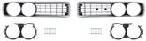 Front Complete Grill Assembly - For vehicles without Concealed headlamps.  Correct Argent Silver paint.  Includes LH, RH grill assembly, rubber headlight shields, and lock washer nuts.
