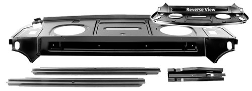 Package tray panel with mounting struts