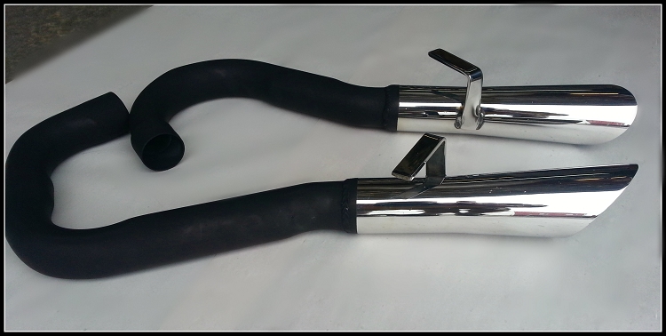 Stainless Exhaust tips for AAR Cudas and T/A Challengers.  2.25" (pair). Discount exempt
