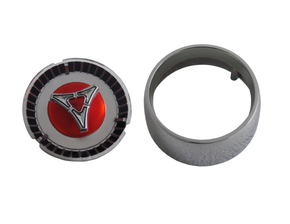 Round grill emblem bezel (chrome) AND plastic round emblem - set - discount exempt