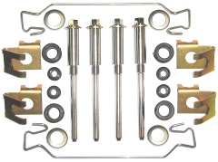 Caliper Hardware Kit – Kelsey Hayes Calipers - service for both. All 4 disc brake housing locating pins, inner and outer bushings for both calipers, four pin positioners, and both outer pad retaining springs.
