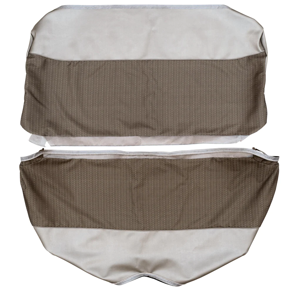 Rear Bench upholstry - 2dr Sedan - Cloth Style - Cloth inserts & Bison grain vinyl skirts - NOS Cloth material