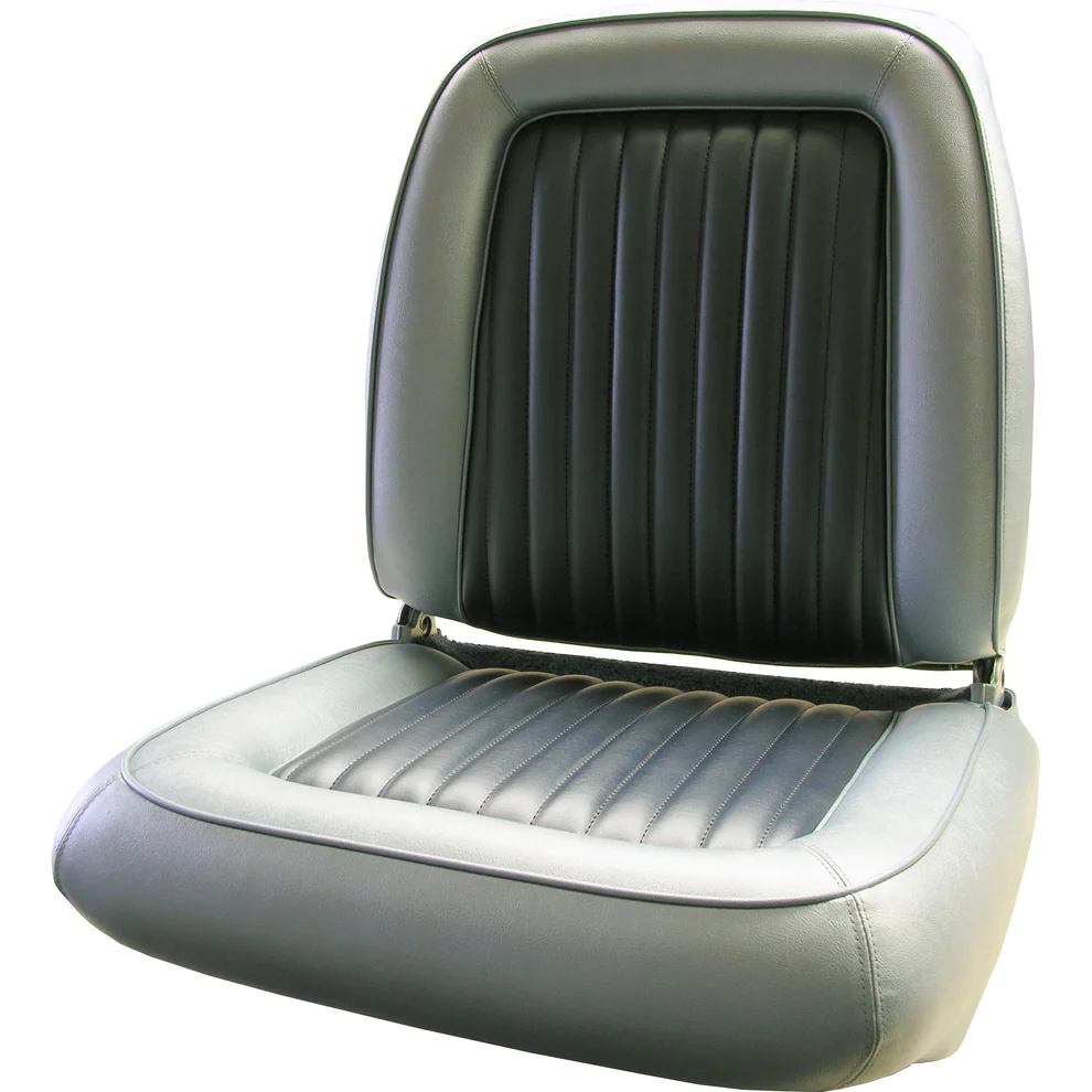 Front Bucket Seats - upholstery - Pair. Cologne Grain inserts with Bison grain skirts.  Polara 500