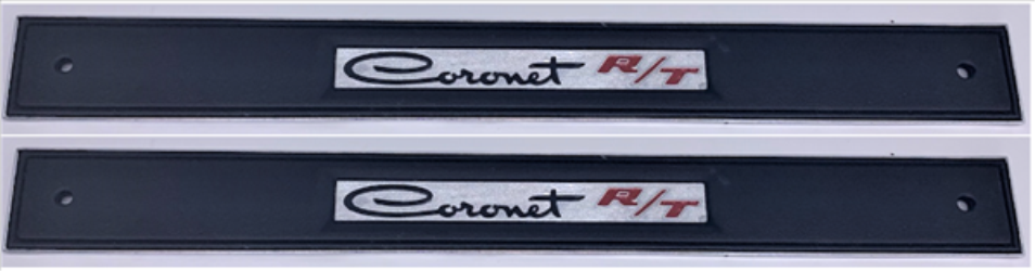Coronet R/T upper interior door emblems.  Original part # 2861 182 (Pair)