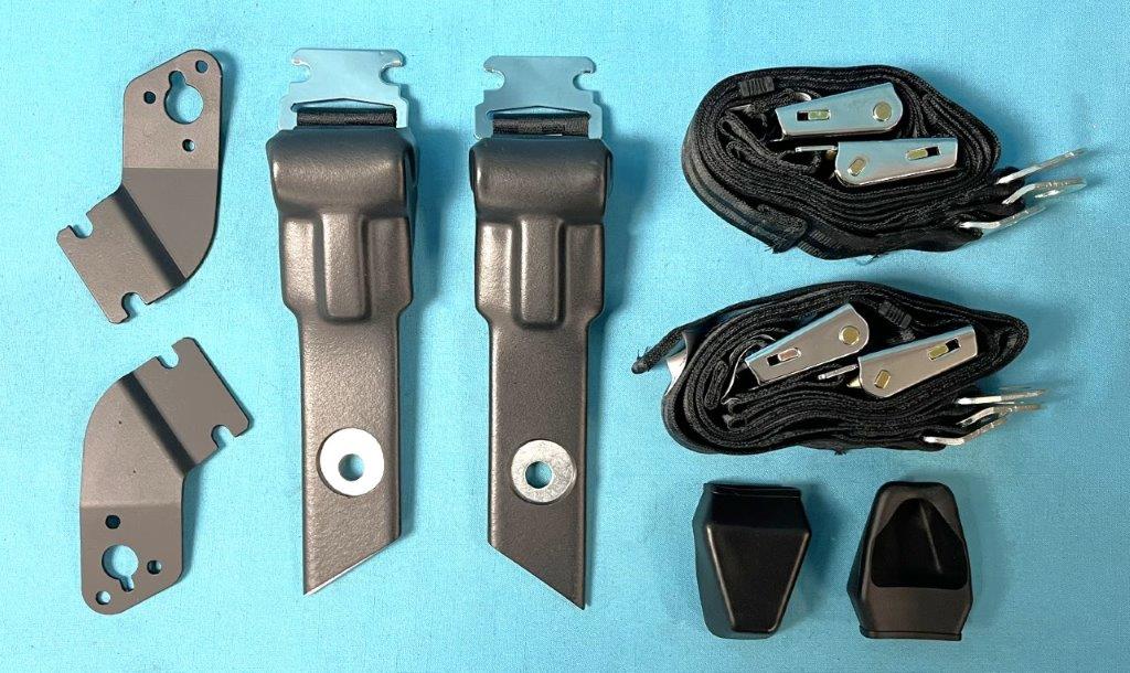 Seat Belt Set - Bucket seat with Textured OE style buckle.  Passenger / Drivers with recoiler - choose color. Discount exempt