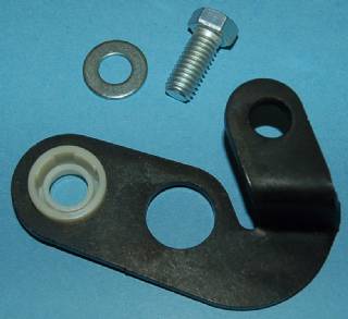 Interlock Linkage Bellhousing Bracket kit - includes bracket with bushing, hex capscrew and washer. SMall Block