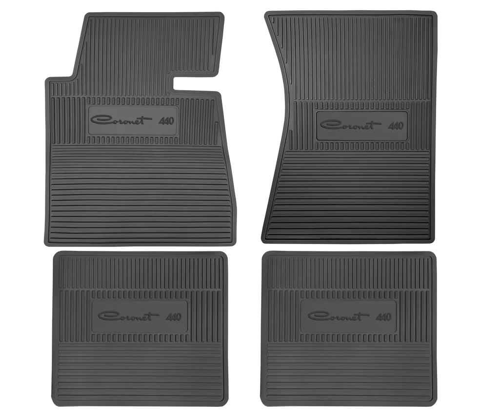 Original Style floor mat set with logo "Coronet 440" for automatic floorboards.  Black only.