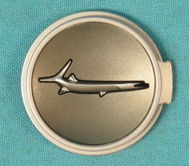 Horn Cap Center Emblem "Barracuda fish logo" - for round padded horn buttons.