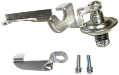Carter AFB Bracket and Carb Dashpot Assembly.  426 Hemi 4 speed.The kit includes the formed mounting bracket, primary throttle shaft lever, two correct bracket mounting screws, and the dashpot assembly with jam nut.  Parts are formed from correct gauge material and are cadmium plated like originals.  Dashpot includes correct manufacturing markings and all the details of an original part.  These parts are almost always missing and actually help keep your car from stumbling when you suddenly lift the throttle!  Reference Chrysler part numbers 3419 505 for the mounting bracket and 3481 177 for the lever.