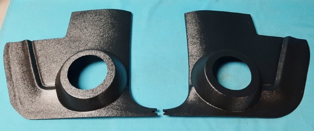 Kick Panels with 4" round speaker cutouts - pair - black.  (discount exempt)