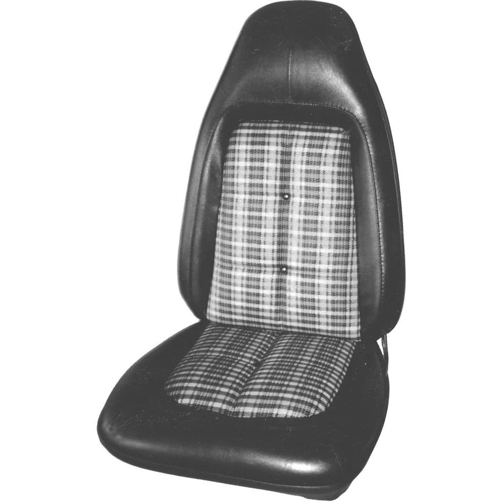 Front bucket seat upholstry - CLOTH Style - Plaid Cloth inserts & Coachman grain vinyl skirts