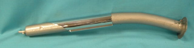 Filler Tube Chrome Cover. This is the chrome cover that goes over the filler tube that is exposed in the cargo section of the Barracuda.  This cover was on all first generation Barracuda’s.  This cover can also be used on any 1963-66 A-body  hardtop / sedan or convertible as well for a “custom” look and to eliminate what is usually a not very nice looking filler tube in the trunk.  Measures 10” in length so will not cover the entire tube for a hardtop / sedan / convertible version.