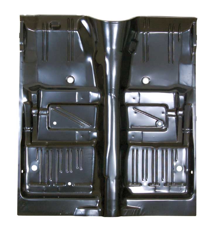 Full OE Style - front floorpan - Comes with fasteners and brackets for speedometer cable, emergency brake cable, seat belts and rear seat retainers. - Discount exempt