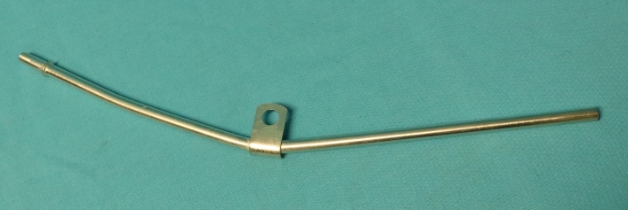 Oil Dipstick Tube - A high quality reproduction oil indicator tube assembly for 1970-71 HP big block applications in all body styles.  Formed from the correct wall thickness steel tubing with correct swedged flare & tapered end for easier installation. Mounting clip is silver soldered to the tube just like an original part. Clear zinc plated for proper appearance & is not supposed to be painted after installation.  Reference Chrysler part number 3462 415