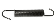 Power Brake Push Rod Tension Spring.  Hooks to the indent in the pedal push rod and to the slots in the brake pedal frame.