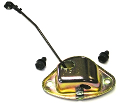 Choke Assembly - 340 Thermoquad - reproduction of original part #3512 875.  Excellent reproduction of the thermostatic choke assemblies used on 340 Thermoquad applications.  Housing is formed from correct gauge material, stamped with the correct "75" part number designation, then zinc dichromate plated as original.  Includes choke rod clip and two correct 1/4 2 UNC retaining bolts.