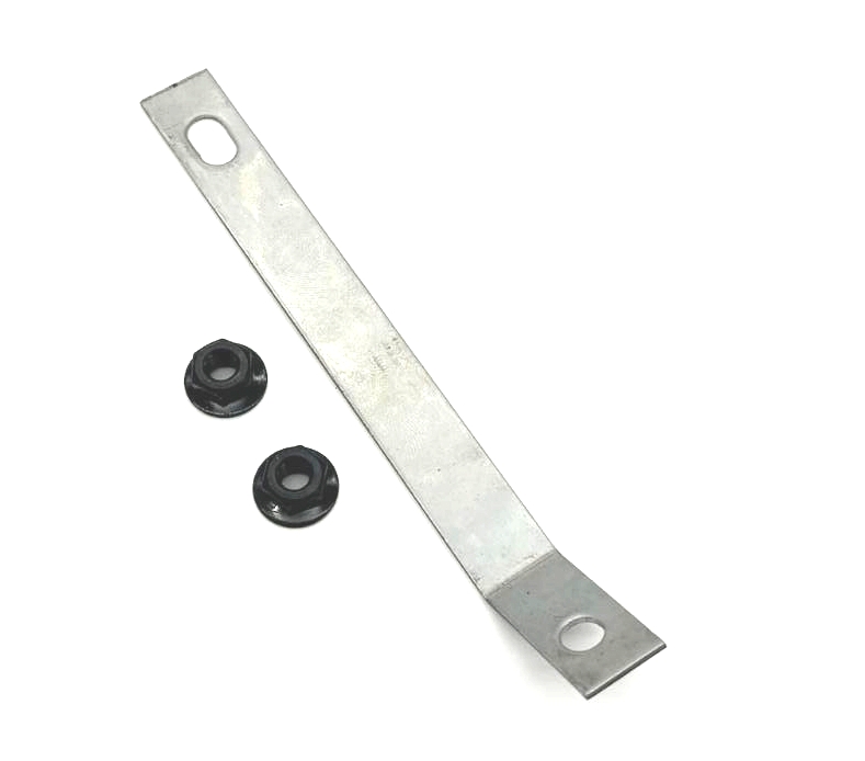 A/C heater box support bracket with mounting nuts.