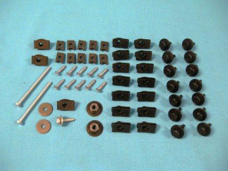 Grill Mounting Hardware kit - 65 pieces.  Includes the correct special studs/ nuts that are at the corner of the fenders and screw into the header/grill and on the backside of the header.
