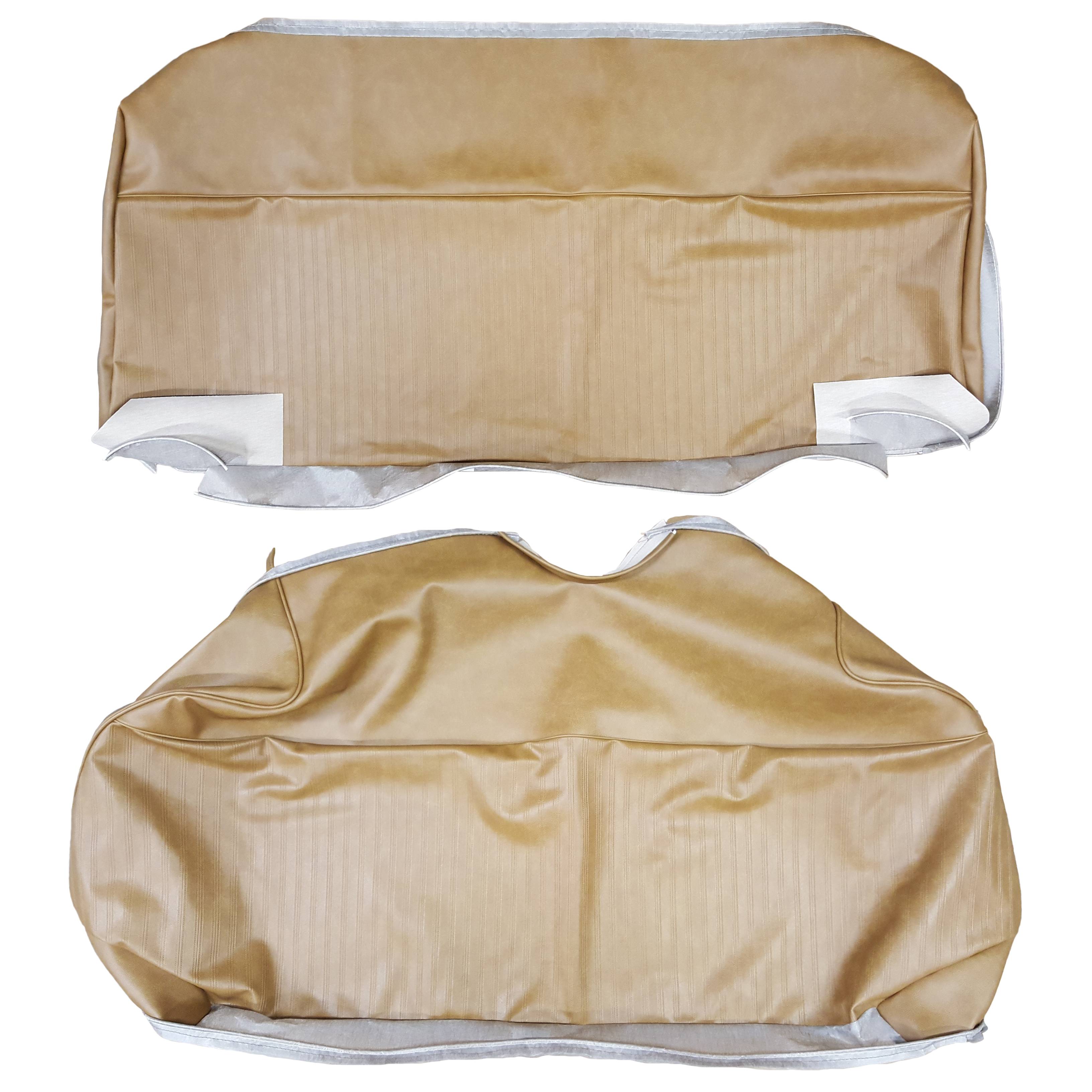 Rear Bench seat upholstery - Sedan only. Double stitch rib grain inserts and Coachman grain skirts