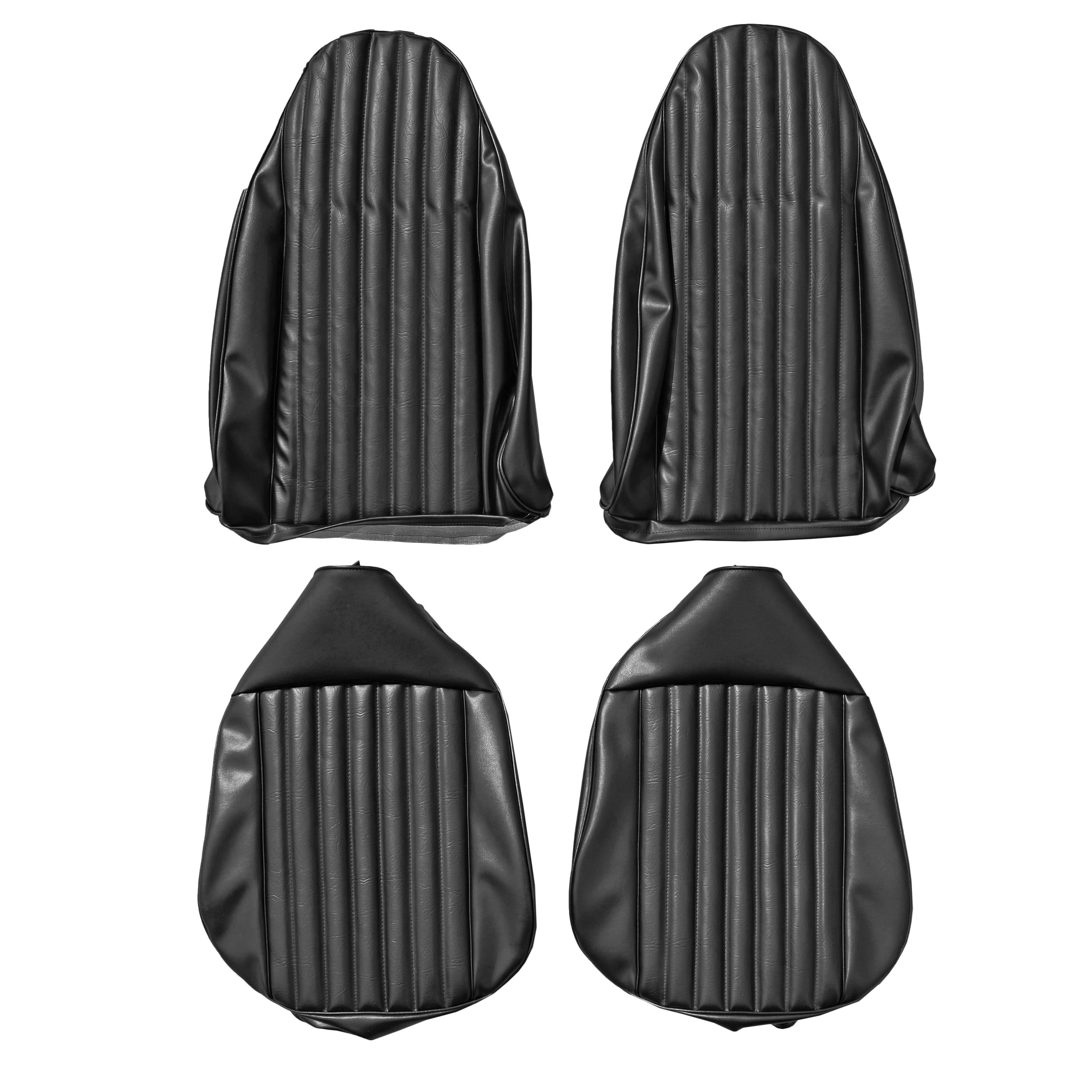 Front Bucket Seat Upholstry. Shallow Elk grain inserts with Oxford Grain skirts.  Duster / Duster 360 / Dart Sport 360.  Metallic Parchment additional surcharge - please inquire.