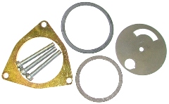 Hemi Choke Housing Retainer kit - Zinc dichromate housing retainer, stainless choke baffle plate, housing gasket, heat tube cover gasket, and correct mounting screws finish off the package.  The most complete package available!

NOTE: These choke parts also fit 1958-62 dual four barrel applications, as well as dealer installed dual fours from 1963-65.