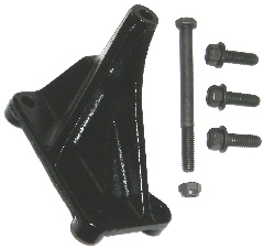 Alternator Mounting Bracket - Big Block. This below bracket is cast in high-strength aluminum instead of the heavier cast iron as originals, and is dipped in low-gloss black for original appearance.  Includes correct alternator mounting bolt and special hug-lok nut, and three OE correct bracket mounting bolts.  Original part #2806 040.