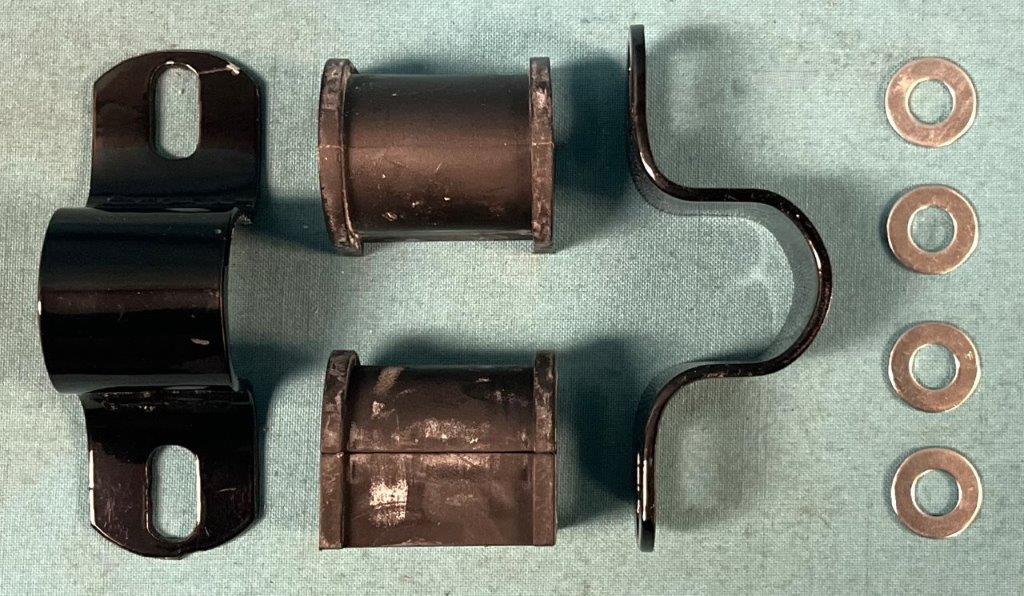 Rear Sway Bar Black polyurethane bushings and center sway bar brackets for 3/4" bar.  This "kit" does NOT include the end link kits - see those listed separately.  THis is the center K-Frame brackets and bushings only.