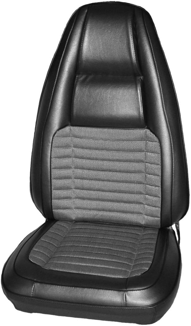 Front Bucket Seat upholstery - pair - Cloth Style – Salt & Pepper cloth inserts with Krinkle grain skirts