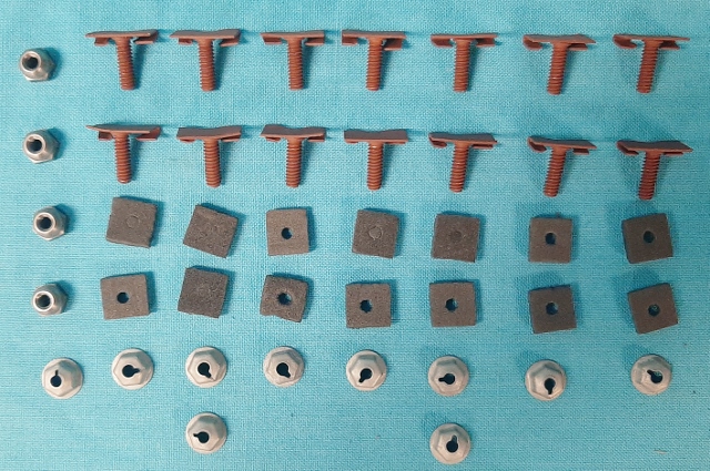 Trunk Panel (Finish panel) mldg hardware kit. Will also work for 1969 Dart tail panel mldg although not exactly same as originals in shape or design.  We have also used this kit frankly for 1967-68 Barracuda Front grill surround stud replacements.