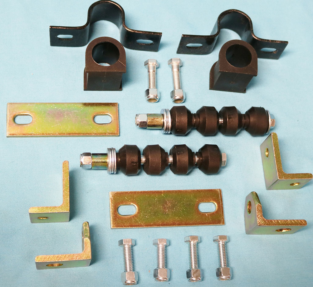 Front Sway Bar Hardware Kit - center sway bar brackets and polyurethane bushings - includes end link kits