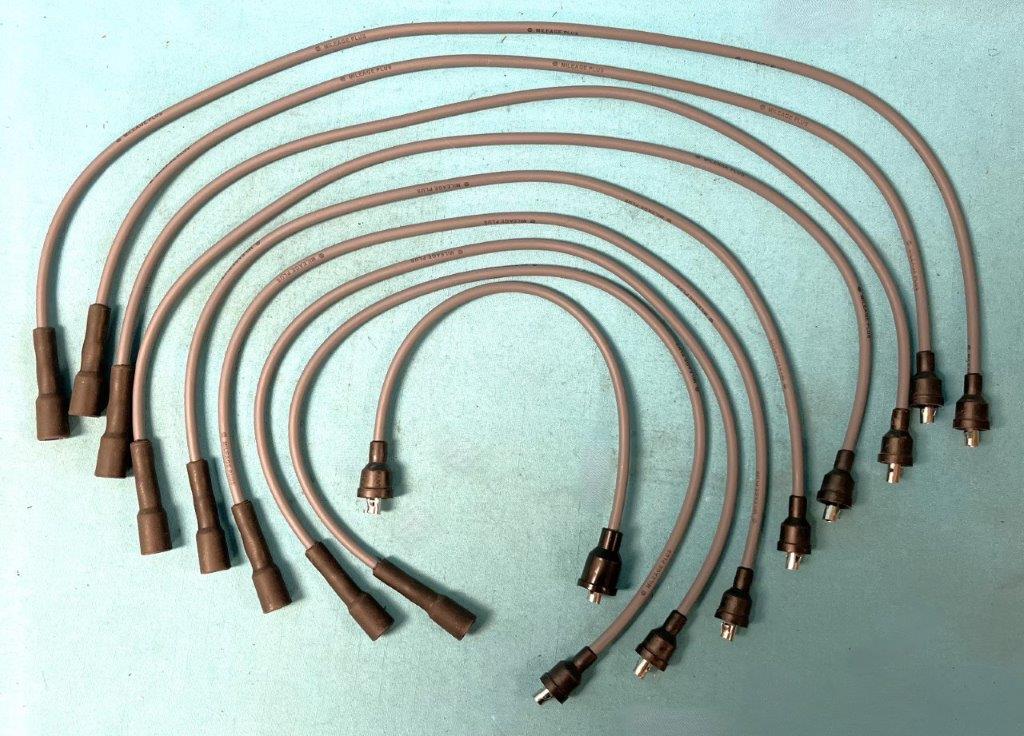 Small Block Plug Wire Set - Electronic Ignition type - 273, 318, 340 and 360 motors.  Grey wires - Black boots.