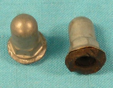 Temp Out of stock - Acorn Nut - High Crown 10-24 - zinc 7/16 AF (.63 OD) .86 OAH & Sealer.  Found to work well on 1972-74 Cuda Tailamps as well as many other applications.