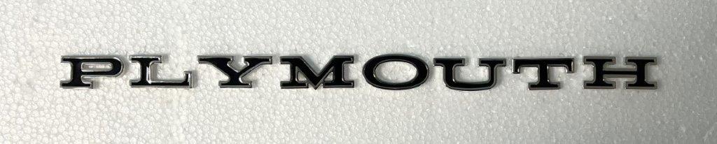 Hood "Plymouth" letter set (All "L"'s have a small pit in them-These were tooled off the best originals we could find) - also for Trunk for 1965 Satellite.